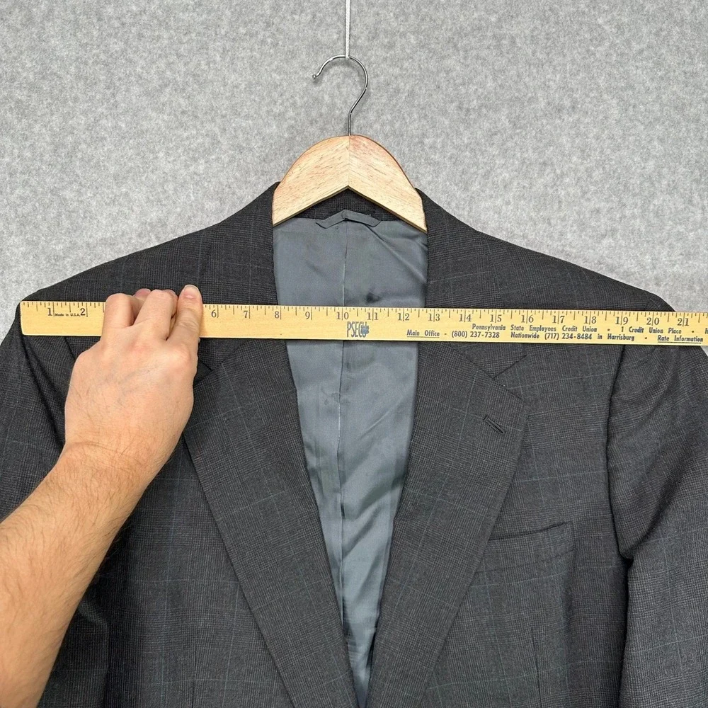 Gerald Austin Bond Street London NY Mens Charcoal Plaid Blazer Jacket Size 44L